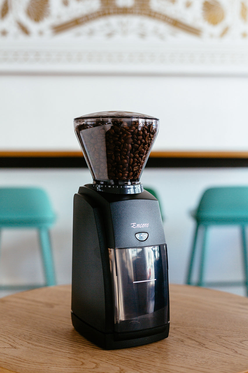Baratza Encore grinder sitting on table